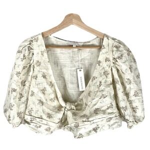 Olivaceous Women's Floral Cropped Top Blouse Summer wear Size M Tie In Front NWT